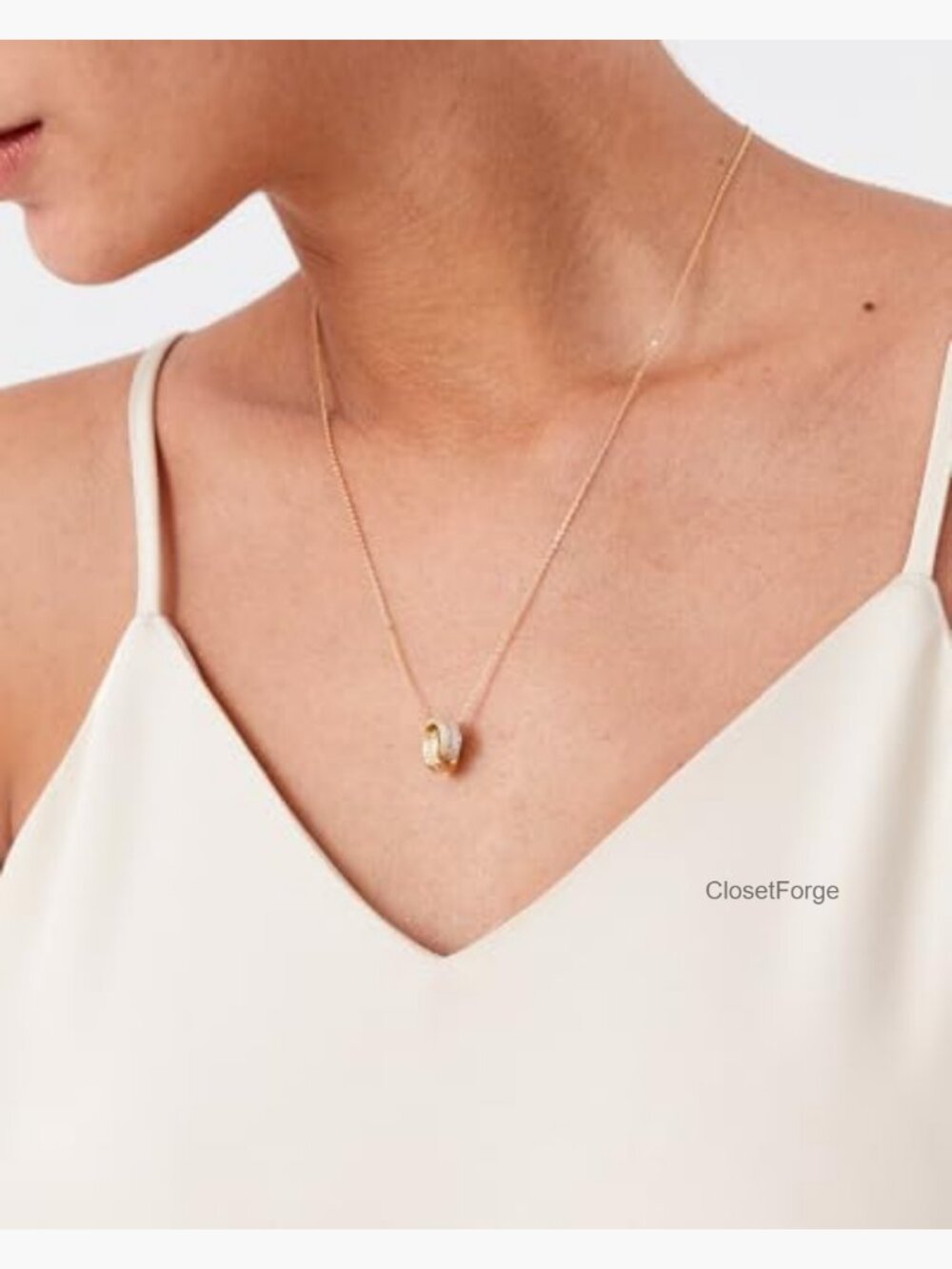 14K Gold Plated Cubic Zirconia Dainty Pendant Necklace, Minimalist Daily Wear - Picture 2 of 7